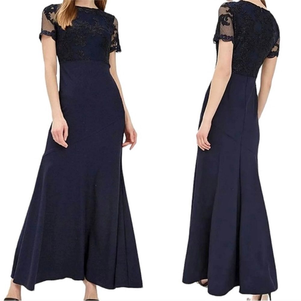 Lauren Ralph Lauren Midnight Navy Short Sleeve Maxi Dress Size 2 Brinley Combo